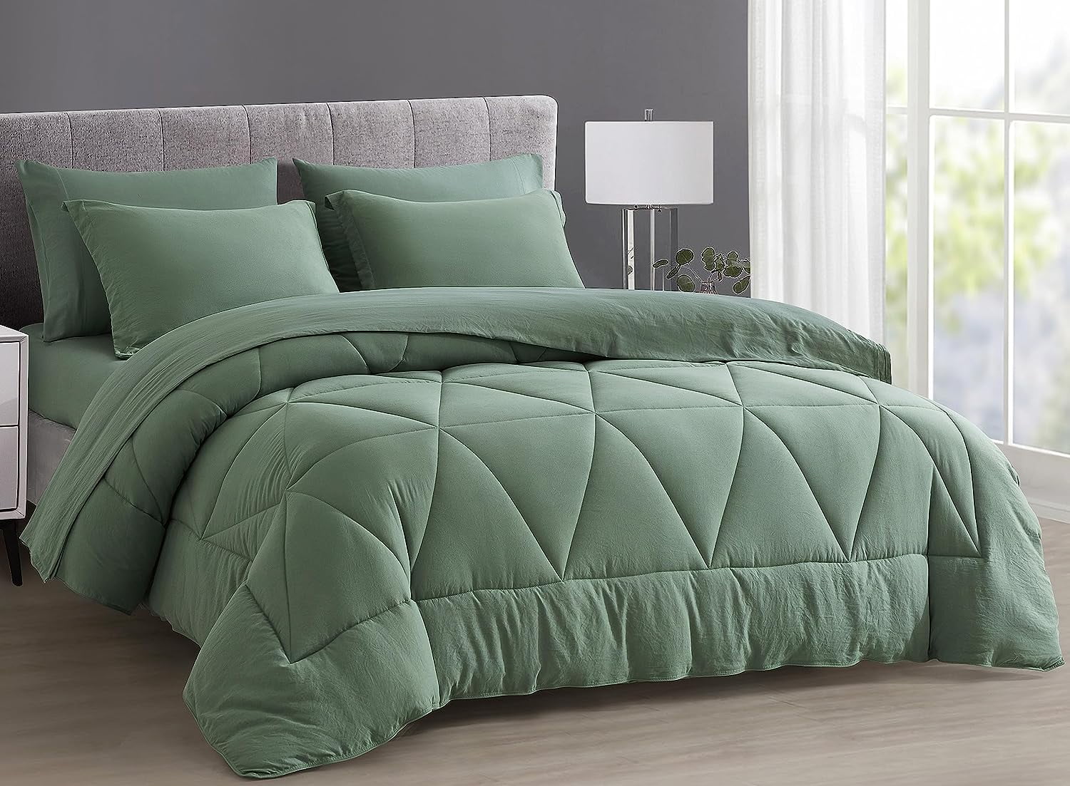 Sage Green Full Microfiber Bed in a Bag Set