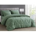 thumbnail image 1 of Chezmoi Collection Jasper Sage Green Oversized King Bed in a Bag 7-Pieces Triangle Geometric Quilted Stone Washed Microfiber Comforter with Sheets Lightweight All Season Bedding Set, 1 of 9