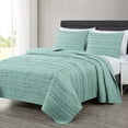 thumbnail image 1 of Chezmoi Collection Katy 2-Piece Frayed Edge 100% Washed Cotton Quilt Set, Soft-Finished Lightweight Bedspread All Season Bedding, Twin, Aqua, 1 of 9