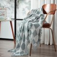 thumbnail image 1 of Chezmoi Collection Kendall Checkered Cotton Muslin Throw Blanket 50" W x 60" L, Knit Woven Gauze Blanket with Frayed Tassels for Bed Couch Travel Lightweight Breathable Cozy Throw, Gray/White, 1 of 12