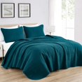 thumbnail image 1 of Chezmoi Collection Kingston King Size Bedspread Set, 3-Piece Teal Oversized Quilted Microfiber Lightweight Bedspread Coverlet (118"x106"), 1 of 9