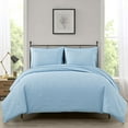 thumbnail image 1 of Chezmoi Collection Liam 7-Piece Chambray Blue Bed in a Bag King Comforter Set with Sheets Medallion Embossed Bedding Set, 1 of 9