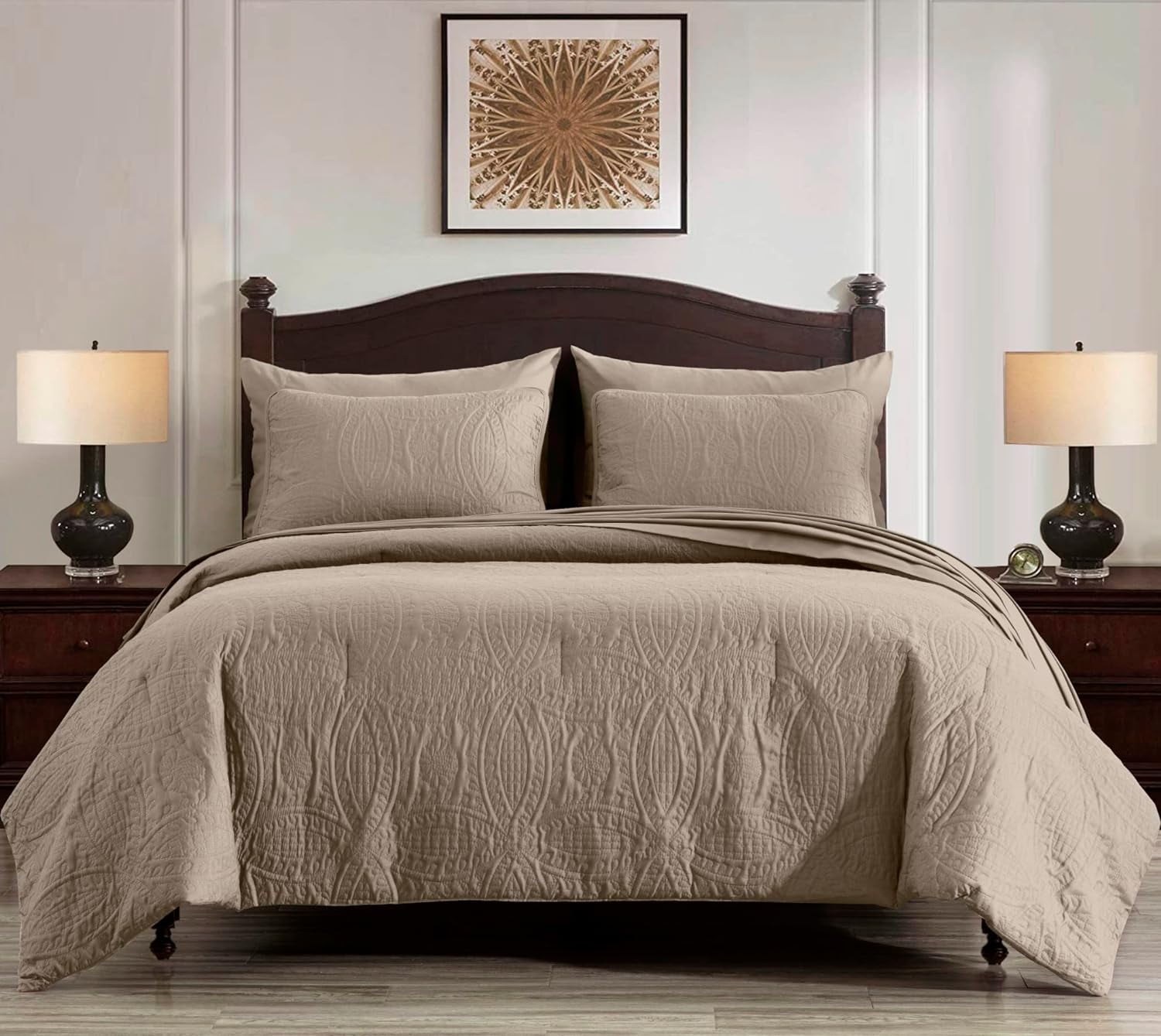 Chezmoi Collection Audun - Set di biancheria da letto in microfibra lavata, 3 pezzi, motivo cowboys azteco, multicolore, color foglia di tè, marrone, beige, marrone chiaro, rosso, stampato, per letto