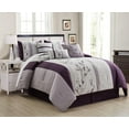 thumbnail image 1 of Chezmoi Collection Linnea 7-Piece Luxury Purple Cherry Blossom Floral Embroidery Bedding Comforter Set, Full, 1 of 8