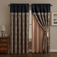 thumbnail image 1 of Chezmoi Collection Lisbon 4-Piece Jacquard Floral Window Curtain Set, Black/Gold, 1 of 8
