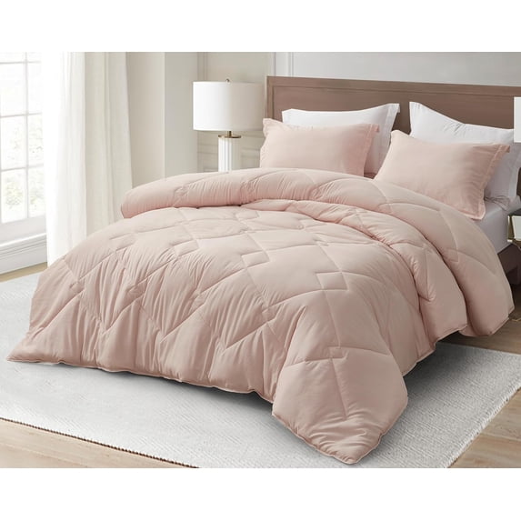 Chezmoi Collection Logan Blush Pink Comforter Set King Size 3-Piece Lightweight Soft Stone-Washed Microfiber Bedding Set for All Season (1 Comforter 104x92, 2 Shams)
