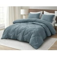 thumbnail image 1 of Chezmoi Collection Logan Dusty Blue Comforter Set King Size 3-Piece Lightweight Soft Stone-Washed Microfiber Bedding Set for All Season (1 Comforter 104x92, 2 Shams), 1 of 9