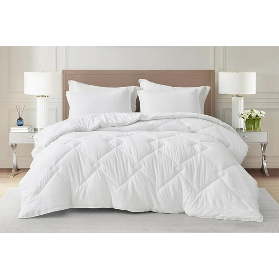 Chezmoi Collection Logan White Comforter Set Oversized King Size 3-Piece Lightweight Soft Stone-Washed Microfiber Bedding Set for All Season (1 Comforter 118x98, 2 Shams)