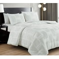 thumbnail image 1 of Chezmoi Collection Lorraine White Clip Jacquard Geometric Comforter Set, King, 3-Piece Striped Pattern Waffle Textured Lightweight Bedding, 1 of 9