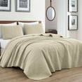 thumbnail image 1 of Chezmoi Collection Luca 3-Piece Oversized Bedspread Set, King Size, Beige, Summer Quilt Lightweight Microfiber Bedspread 118 x 106, Floral Medallion Pattern Coverlet for All Season, 1 of 9