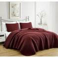 thumbnail image 1 of Chezmoi Collection Luca 3-Piece Oversized Bedspread Set, King Size, Burgundy, Summer Quilt Lightweight Microfiber Bedspread 118 x 106, Floral Medallion Pattern Coverlet for All Season, 1 of 9