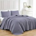thumbnail image 1 of Chezmoi Collection Luca 3-Piece Oversized Bedspread Set, Queen Size, Dusty Purple, Summer Quilt Lightweight Microfiber Bedspread 100 x 106, Floral Medallion Pattern Coverlet for All Season, 1 of 9
