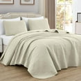 thumbnail image 1 of Chezmoi Collection Luca 3-Piece Oversized Bedspread Set, Queen Size, Ivory, Summer Quilt Lightweight Microfiber Bedspread 100 x 106, Floral Medallion Pattern Coverlet for All Season, 1 of 9