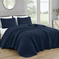 thumbnail image 1 of Chezmoi Collection Luca 3-Piece Oversized Bedspread Set, Queen Size, Navy, Summer Quilt Lightweight Microfiber Bedspread 100 x 106, Floral Medallion Pattern Coverlet for All Season, 1 of 9