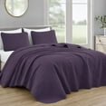 thumbnail image 1 of Chezmoi Collection Luca 3-Piece Oversized Bedspread Set, Queen Size, Purple, Summer Quilt Lightweight Microfiber Bedspread 100 x 106, Floral Medallion Pattern Coverlet for All Season, 1 of 9