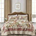 thumbnail image 1 of Chezmoi Collection Lunaria 3-Piece Vintage Washed Patchwork Cotton Quilt Set, Soft Lightweight Breathable Reversible Floral Quilted Bedspread for All Seasons. Queen Size, 1 of 9