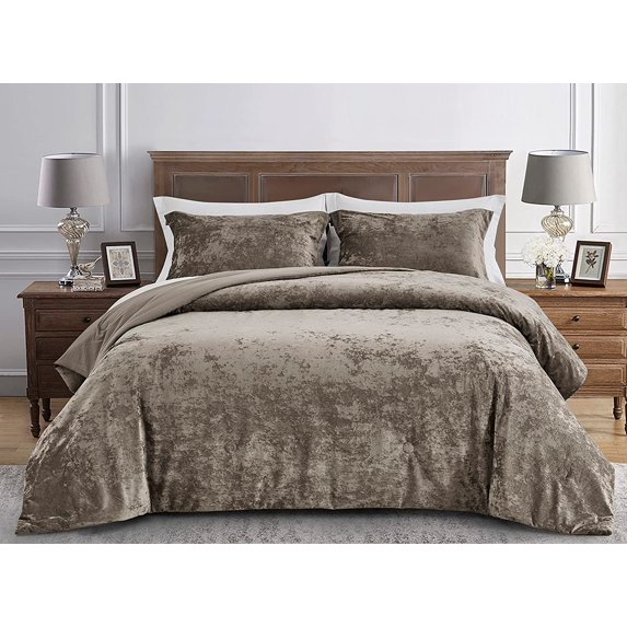 Chezmoi Collection Lux 2-Piece Taupe Shimmer Velvet Bedding Set Twin Size Lush Plush Velvet Comforter Set With Soft Brushed Microfiber Reverse