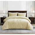 thumbnail image 1 of Chezmoi Collection Lux 3-Piece Beige Velvet Comforter Set Queen Size, All Season Lush Plush Velvet Bedding Set with Soft Washed Microfiber Reverse, 1 of 9