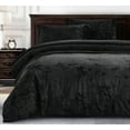 thumbnail image 1 of Chezmoi Collection Lux 3-Piece Black Velvet Comforter Set Queen Size, All Season Lush Plush Velvet Bedding Set with Soft Washed Microfiber Reverse, 1 of 9