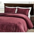 thumbnail image 1 of Chezmoi Collection Lux 3-Piece Burgundy Velvet Comforter Set Queen Size, All Season Lush Plush Velvet Bedding Set with Soft Washed Microfiber Reverse, 1 of 9