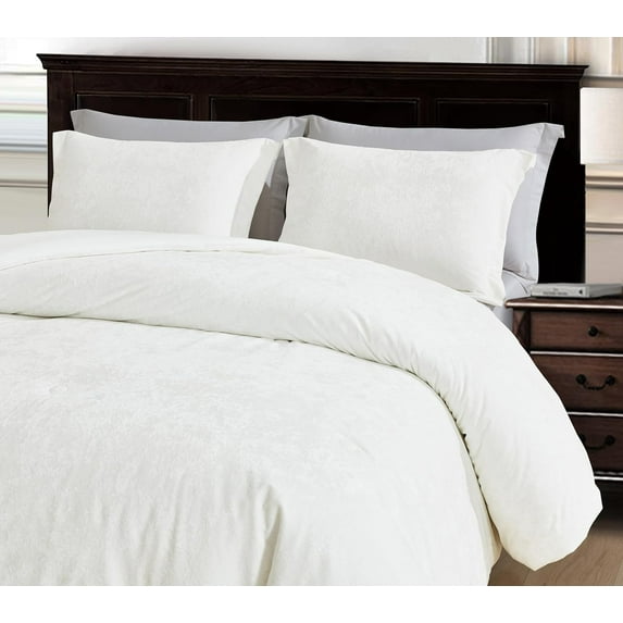 Chezmoi Collection Lux 3-Piece Cream White Velvet Comforter Set King Size, All Season Lush Plush Velvet Bedding Set with Soft Washed Microfiber Reverse