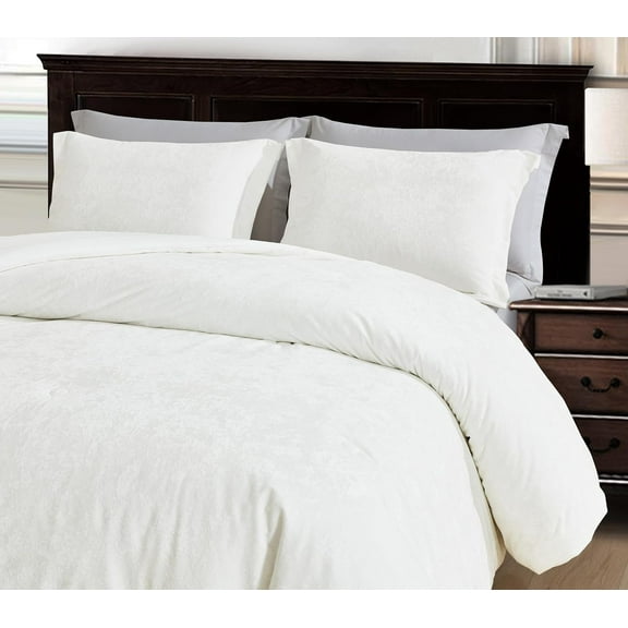 Chezmoi Collection Lux 3-Piece Cream White Velvet Comforter Set Queen Size, All Season Lush Plush Velvet Bedding Set with Soft Washed Microfiber Reverse