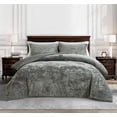 thumbnail image 1 of Chezmoi Collection Lux 3-Piece Medium Gray Velvet Comforter Set King Size, All Season Lush Plush Velvet Bedding Set with Soft Washed Microfiber Reverse, 1 of 9