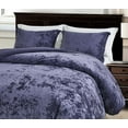 thumbnail image 1 of Chezmoi Collection Lux 3-Piece Purple Velvet Comforter Set King Size, All Season Lush Plush Velvet Bedding Set with Soft Washed Microfiber Reverse, 1 of 9
