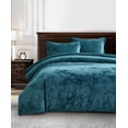 thumbnail image 1 of Chezmoi Collection Lux 3-Piece Teal Velvet Comforter Set Queen Size, All Season Lush Plush Velvet Bedding Set with Soft Washed Microfiber Reverse, 1 of 9