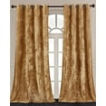 thumbnail image 1 of Chezmoi Collection Lux Caramel Gold Distressed Velvet Curtains 2 Panel Set, Room Darkening Luxury Velvet Grommet Top Window Drapes for Living Room Bedroom 50" W x 72" L, 1 of 9