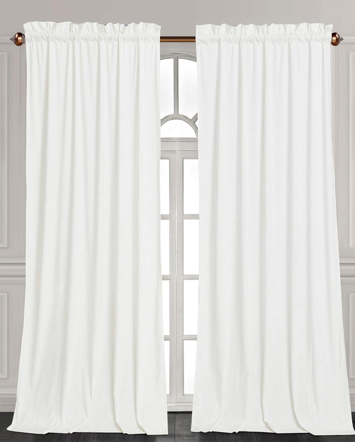 Cream White Velvet Room-Darkening Window Panels, 100 x 72
