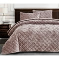 thumbnail image 1 of Chezmoi Collection Lux Dusty Pink Velvet Quilt King Set, 3-Piece Lush Plush Distressed Velvet Bedding All Season Lightweight Bedspread Brushed Microfiber Reverse with Diamond Stitch Quilting, 1 of 9