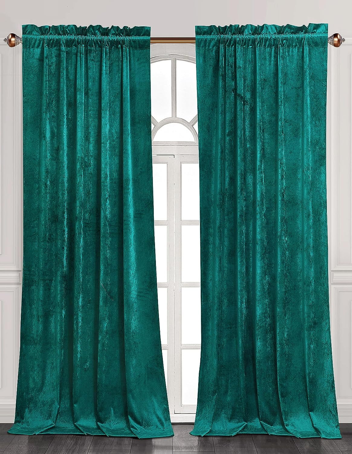 Chezmoi Collection Lux Emerald Green Crushed Velvet Curtains 2 Panel