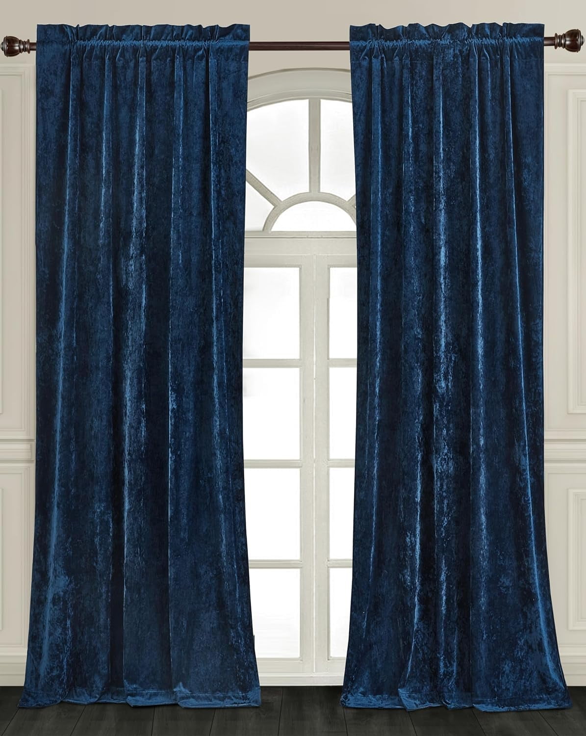 Luxurious Navy Blue Velvet Room-Darkening Window Panels, 100 x 84