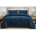 thumbnail image 1 of Chezmoi Collection Lux Navy Blue Velvet Quilt King Set, 3-Piece Lush Plush Distressed Velvet Bedding All Season Lightweight Bedspread Brushed Microfiber Reverse with Diamond Stitch Quilting, 1 of 9
