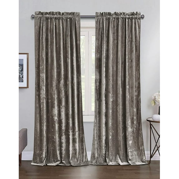 Chezmoi Collection Lux Pewter Gray Lush Plush Velvet Curtains 2 Panel Set, Room Darkening Luxury Rod Pocket Window Drapes for Living Room Bedroom 50" W x 84" L