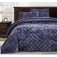 thumbnail image 1 of Chezmoi Collection Lux Purple Velvet Quilt King Set, 3-Piece Lush Plush Distressed Velvet Bedding All Season Lightweight Bedspread Brushed Microfiber Reverse with Diamond Stitch Quilting, 1 of 9