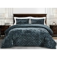thumbnail image 1 of Chezmoi Collection Lux Storm Blue Velvet Quilt Queen Set, 3-Piece Lush Plush Distressed Velvet Bedding All Season Lightweight Bedspread Brushed Microfiber Reverse with Diamond Stitch Quilting, 1 of 9