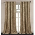 thumbnail image 1 of Chezmoi Collection Lux Tan Distressed Velvet Curtains 2 Panel Set, Room Darkening Luxury Velvet Grommet Top Window Drapes for Living Room Bedroom 50" W x 72" L, 1 of 9