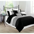 thumbnail image 1 of Chezmoi Collection Luxury Pleated Striped Comforter Set, Queen, Black/White/Gray, 8-Piece, 1 of 8