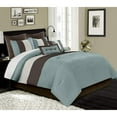 thumbnail image 1 of Chezmoi Collection Luxury Pleated Striped Comforter Set, Queen, Blue/Brown/Beige, 8-Piece, 1 of 9