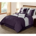 thumbnail image 1 of Chezmoi Collection Luxury Pleated Striped Comforter Set, Queen, Purple/Lavender/Gray, 8-Piece, 1 of 10