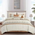 thumbnail image 1 of Chezmoi Collection Melbourne 7-Piece Boho Chic Geometric Embroidery Bedding Comforter Set, Full, 1 of 9