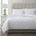 thumbnail image 1 of Chezmoi Collection Milo 3-Piece Soft Cooling Bamboo Fiber Cross-Stitch Quilted Coverlet Set (King, White), 1 of 6