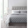 thumbnail image 1 of Chezmoi Collection Milo 3-Piece Soft Cooling Bamboo Fiber Cross-Stitch Quilted Coverlet Set (Queen, Light Gray), 1 of 5