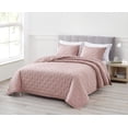 thumbnail image 1 of Chezmoi Collection Milo 3-Piece Soft Cooling Bamboo Fiber Cross-Stitch Quilted Coverlet Set (Queen, Woodrose), 1 of 9
