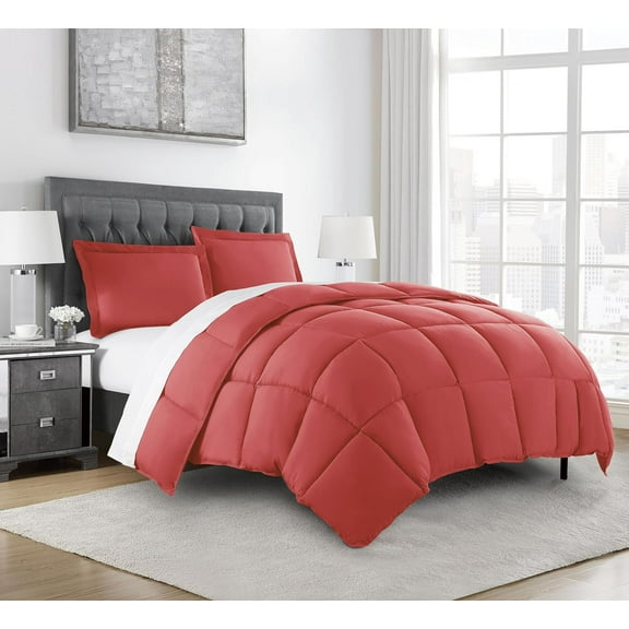 Chezmoi Collection Mineral Red Down Alternative Comforter Queen - 3-Piece All Seasons Lightweight Comforter Set - Microfiber Comforter Duvet Insert with Corner Tabs