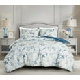 thumbnail image 1 of Chezmoi Collection Monica 3-Piece Boho Floral Comforter Set, Full, Blue Gray White Tropical Flower Textured Printed Microfiber Lightweight Bedding Set, 1 of 9