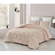Chezmoi Collection Natalia 3-Piece Pom Pom Balls Fringe Pinch Pleat Microfiber Comforter Set