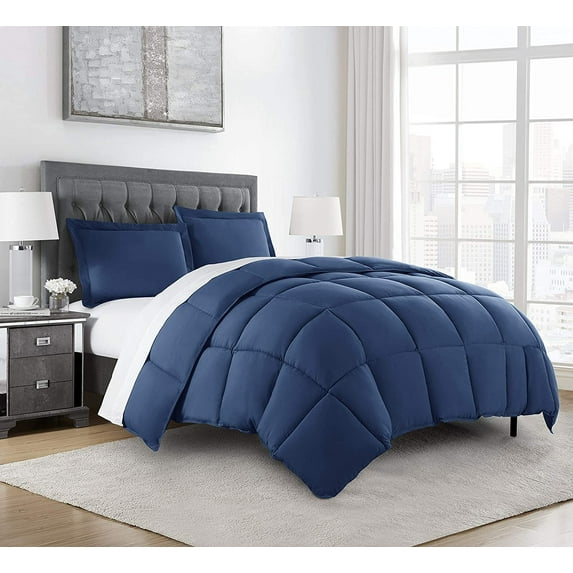 Chezmoi Collection Navy Down Alternative Comforter King - 3-Piece All Seasons Lightweight Comforter Set - Microfiber Comforter Duvet Insert with Corner Tabs